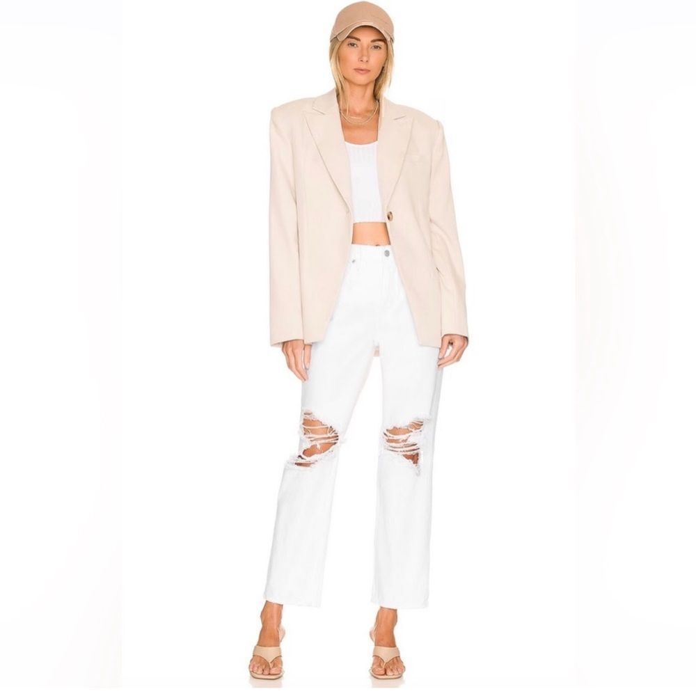 NWT Good American Good '90s Duster Natural Fray White